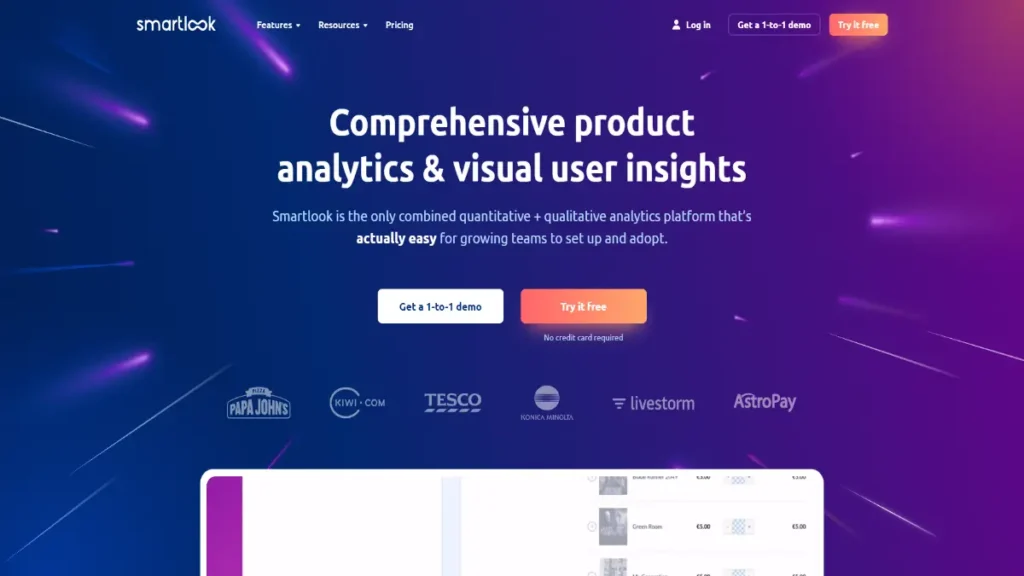 Smartlook Product analytics visual user insights