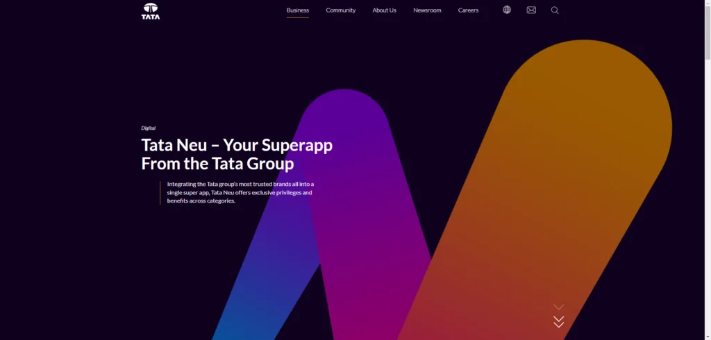 tata neu official website screeshot