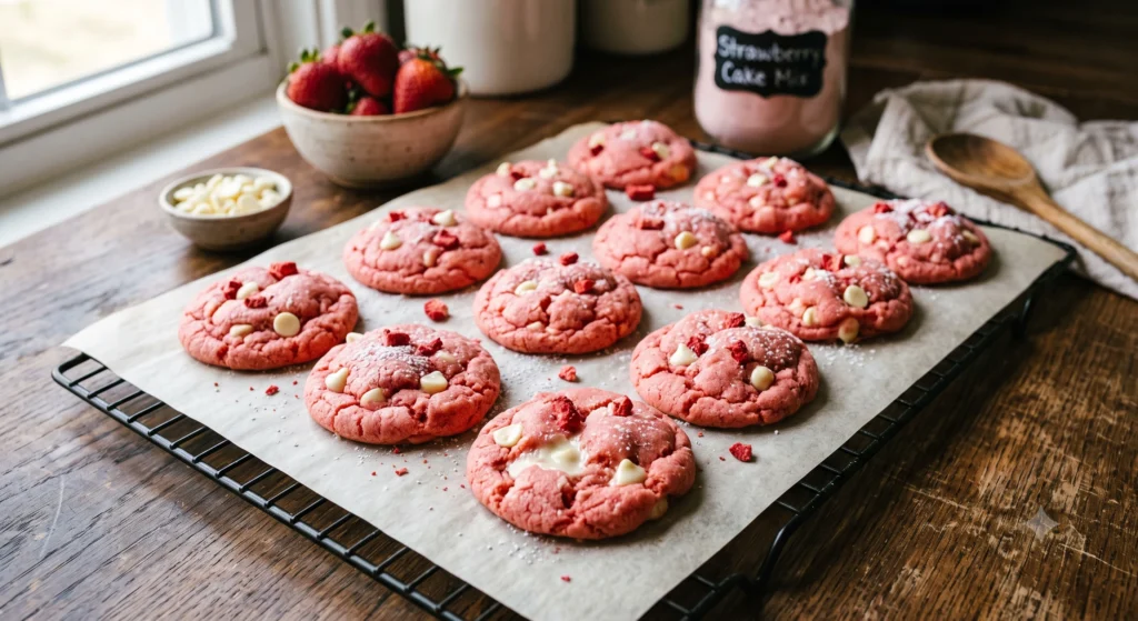 4-Ingredient Strawberry Cake Mix Cookies 1 Strawberry Cake Mix Cookies